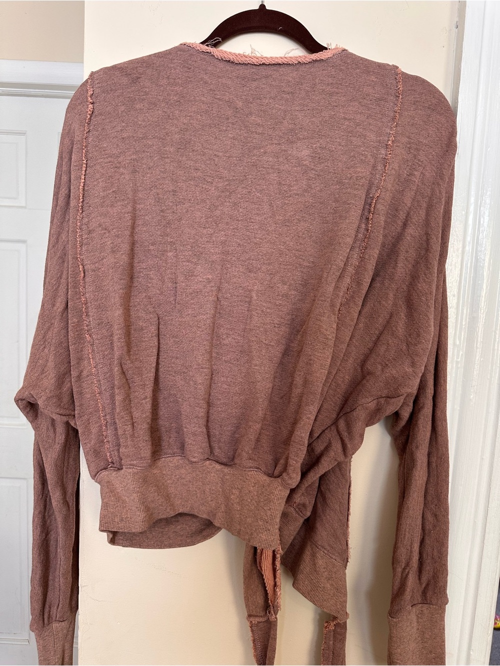 Free People Dusty Rose Wrap-Style V-Neck Sweater Size Medium - Picture 4 of 7